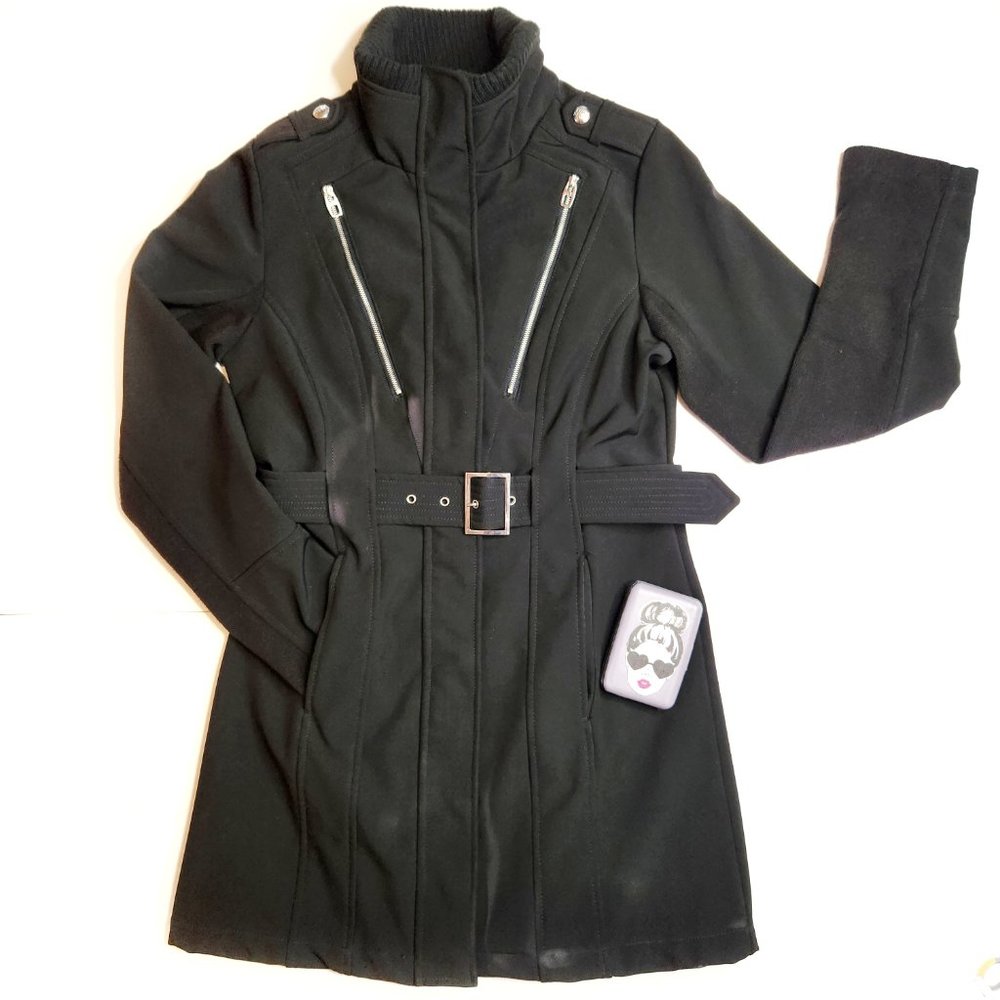 Miss Sixty 90s Vintage Black Coat w/Belt, M - Picture 2 of 13
